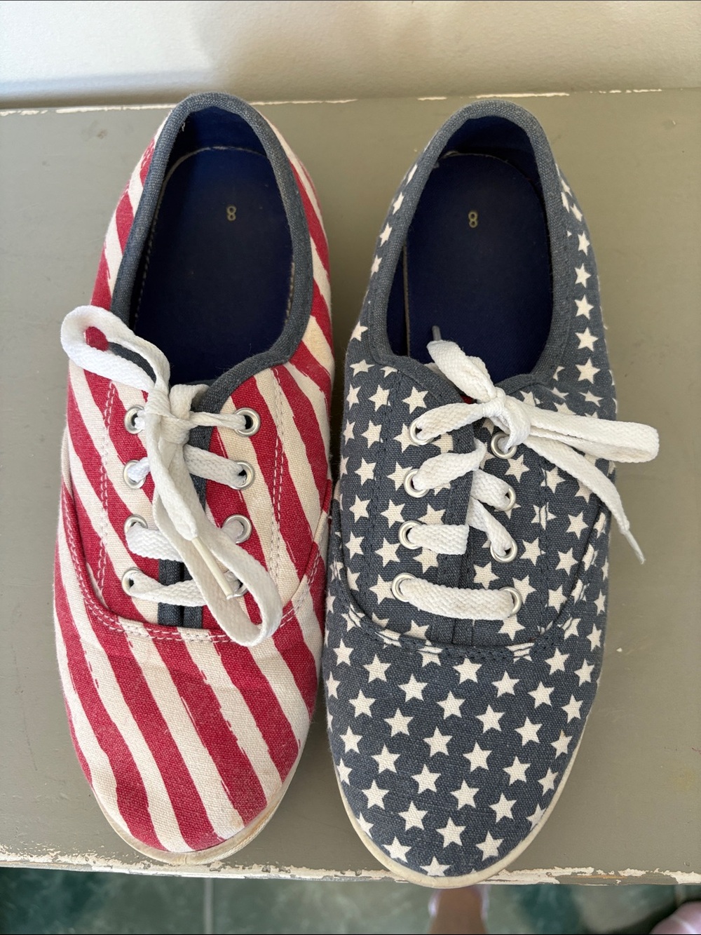 Women’s Casual Star & Stripe Canvas Sneakers - Navy, Red, White - Picture 5 of 5